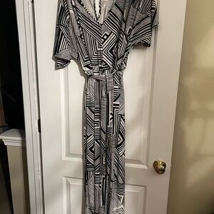 Mlle Gabrielle Black and White Geometric Maxi Dress